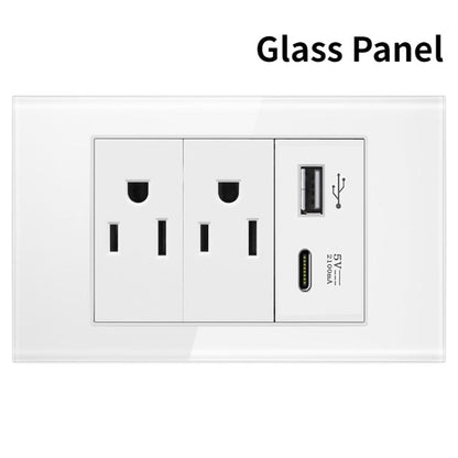 20A Brazil/US/Italy/Chile Plug Wall Sockets USB Type C Pressure Switch Plastic/ Tempered Glass 118 Panel Outlets Home Office