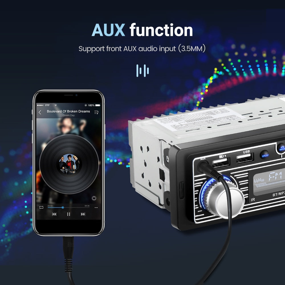 1 Din Car Radio Stereo Player Digital Bluetooth Video MP3 Player FM Radio Stereo Audio ISO USB/SD with In Dash AUX Input