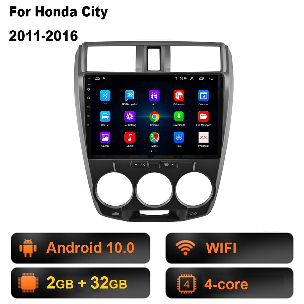 Android 2 Din Car Radio multimedia video player For Honda City 2008 2009 2010 2011 2012 2013 2014 navigation GPS audio 2din dvd