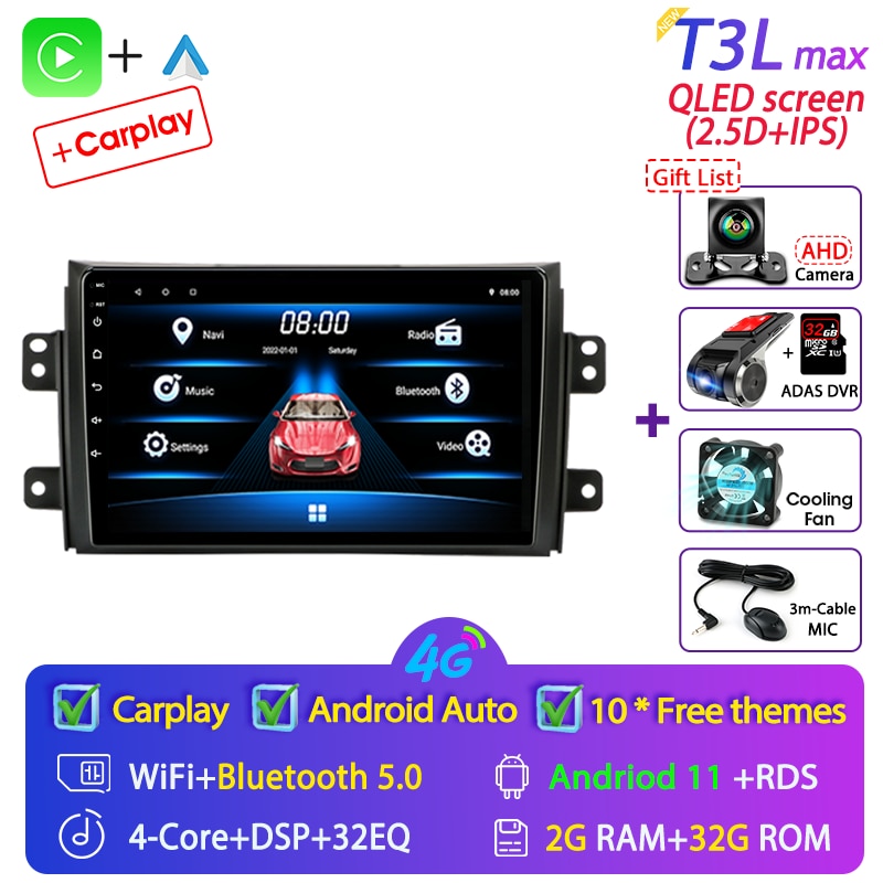 Android Car Radio for Suzuki SX4 2006-2013 Fiat Sedici 2005-2014 Multimedia Video Player Navigation 2din Carplay Stereo Audio