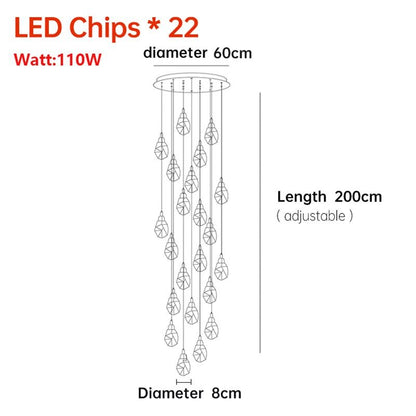 K9 Nordic Crystal Cube Chandelier Indoor Decor Led Light For Home Staircase Loft Spiral Hanging Lamp Living Dining Room Bedroom