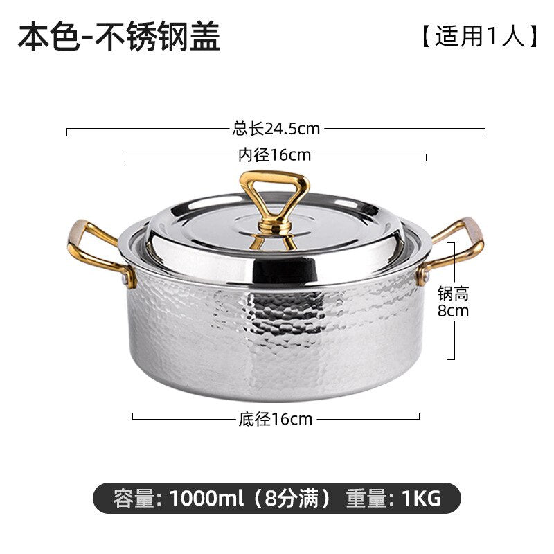 Thickened 304 Stainless Steel Deep Soup Pot Household Hot Pot Large-capacity Shabu-shabu Induction Cooker Gas Cooker