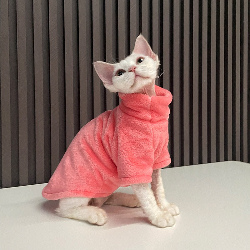 2022 New Hairless Cat Sweater Winter Fashion Thickening Warm Sphynx Clothes Home Comfortable Winter Dog Clothes for Small Dogs