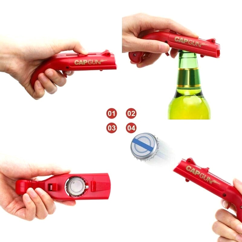 Cap Gun Beer Bottle Opener Portable Beverage Drinking Opening Gun Cap Launcher Kitchen Party Supply Bar Tool Kitchen Accessories