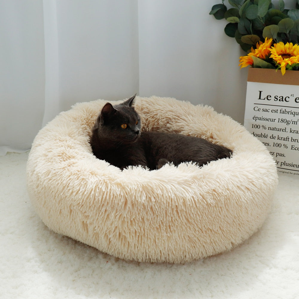 Soft Pet Dog Bed Long Plush Winter Cat Mat Dog Beds For Small Medium Large Dogs House Round Cushion Pet Product Accessories