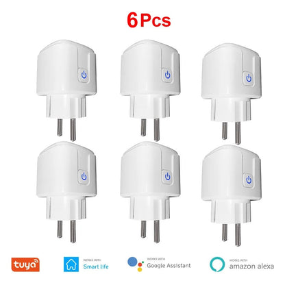 16A EU Smart Wifi Power Plug with Power Monitor Smart Home Wifi Wireless Socket Outlet Works with Alexa Google Home Tuya App