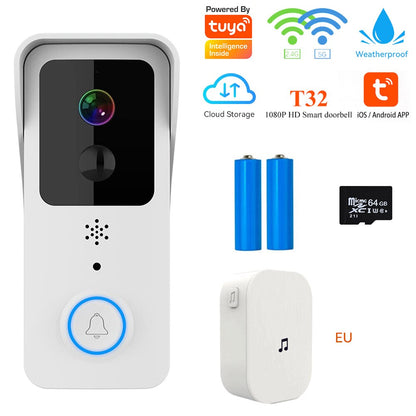 Tuya Smart Home Video Doorbell Camera Outdoor Wired Wireless Door Bell 1080P Waterproof House Security Protection Smart Life