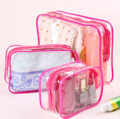 PVC Cosmetic Bag Lady Transparent Clear Zipper Black Makeup Bags Organizer Travel Bath Wash Make Up Case Toiletry Bags for Girls