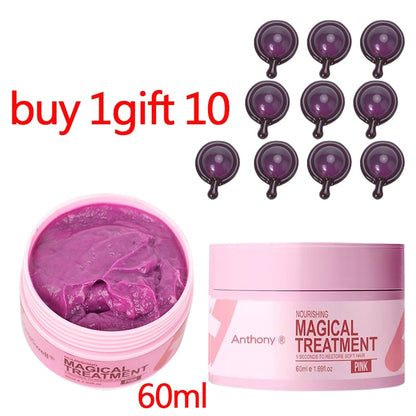 60ml Magical Hair Mask 5 Seconds Repair Damage Frizzy Soft Smooth Shiny Hair Deep Moisturize Hair Treat Repair Hair Scalp Care