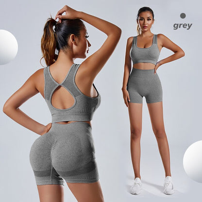 CZGUKE Workout Outfits for Women 2 Piece Acid Wash High Waist Butt Lifting Shorts Crop Top Exercise Set