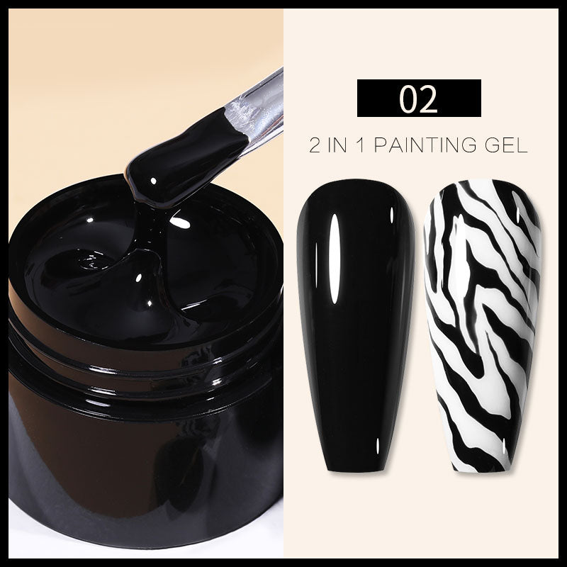 BORN PRETTY 5ml 2 In 1 Painting Gel Nail Art Black White Color Professional Nail Paint Color Gel Polish For Nail Art UV Gel