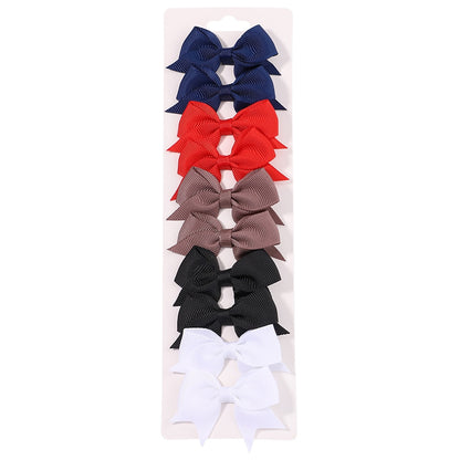 10Pcs/Set New Solid Ribbon Bowknot Hair Clips For Baby Girls Handmade Cute Bows Hairpin Barrettes Headwear Kids Hair Accessories