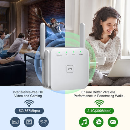 5G Repeater WiFi Long Range 1200Mbps Wifi Extender Router Signal Wi fi Amplifier Network Wi-fi Booster 2.4G Wi-fi Repeater