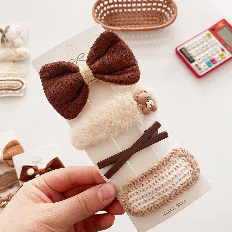 Coffee Warm Color Cute Cartoon Princess Hairpins Children Girls Kid Hair Clips Barrettes Accessories Hairclip Headwear Headdress