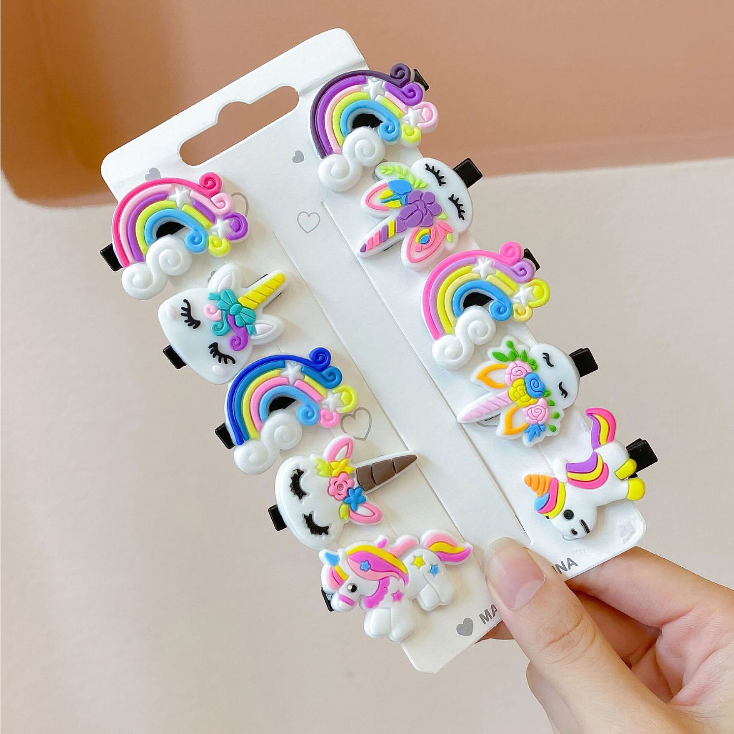 10PCS/Set New Cute Cartoon Unicorn Hair Clips for Girls Colorful Sweet Unicorn Hairpin Kids Barrette Hair Accessories for Girls