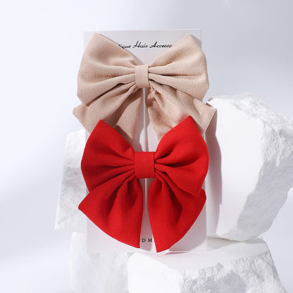 2Pcs/set Women Girls Sweet Solid Bowknot Hair Clips Print Bows Hairpins Ribbon Barrettes Duckbill Clip Headwear Hair Accessories