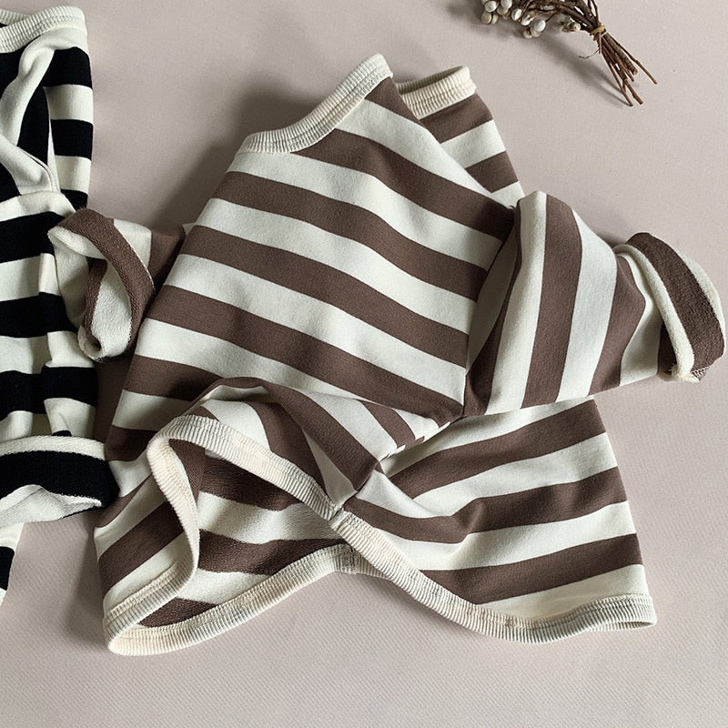 2023 Spring Autumn New Children Casual T Shirt Loose Kids Striped T Shirts Cotton Tee Boys Girls Long Sleeve Tops Baby Clothes
