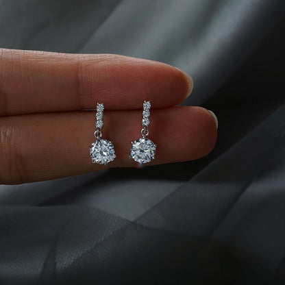 925 Silver Needle Simple Shiny Zircon Earrings Gold Plating Jewelry Crystal Stud Earrings Women