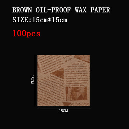 50/100pcs Oil Proof Wax Paper for Food Baking Barbecue Burger Fries Bread Baking Paper Plate Mat Baking supplies