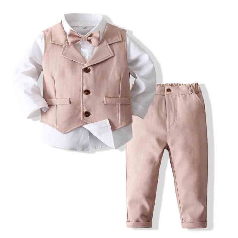 2022 Formal Kids Boy Gentleman Clothes Set Long Sleeve Shirt Waistcoat Trousers Boys Outfits Wedding Birthday Party Dress Suits