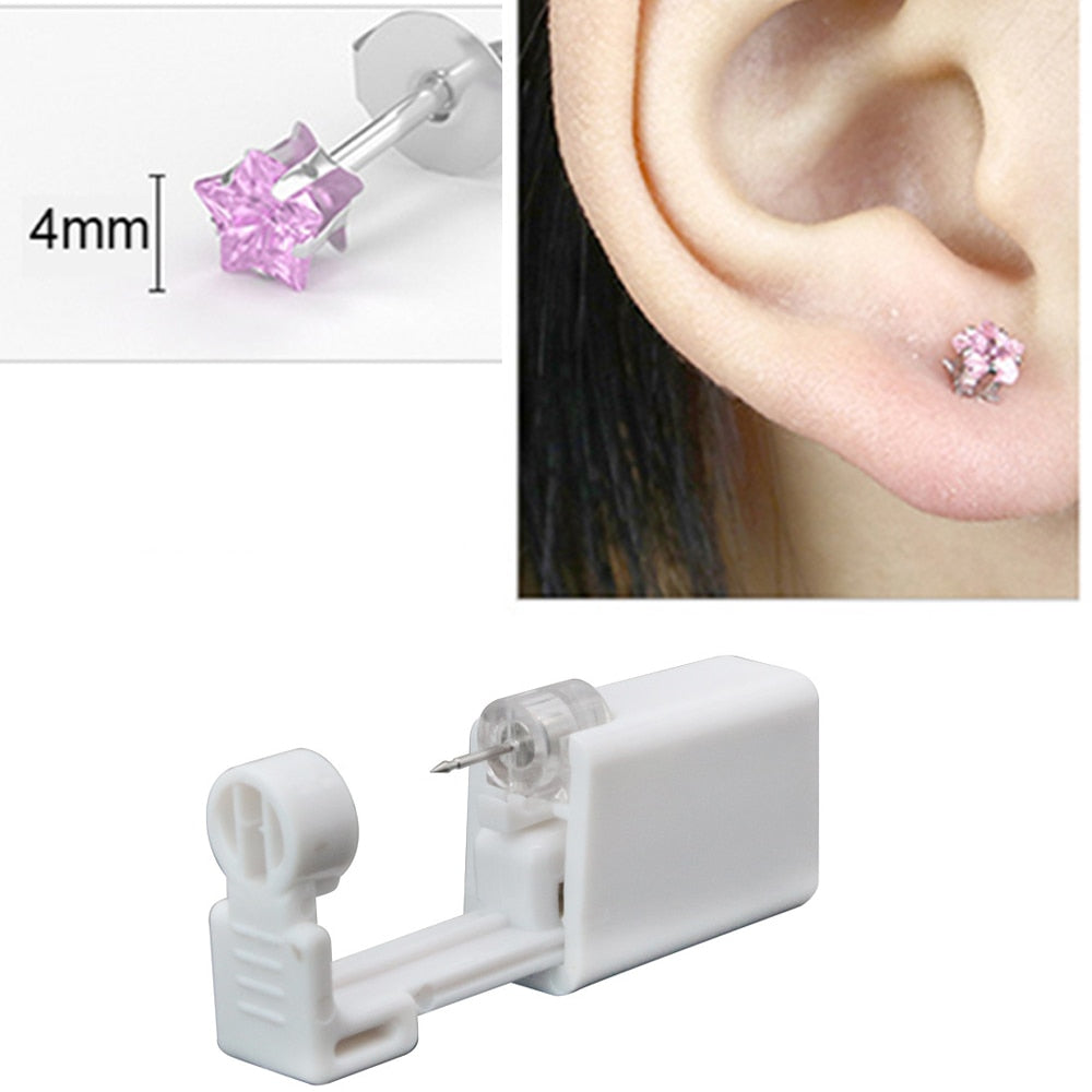 1/2/4Pcs Disposable Sterile Ear Piercing Unit Cartilage Tragus Helix Piercing Gun No Pain Piercer Tool Machine Kit Stud Jewelry