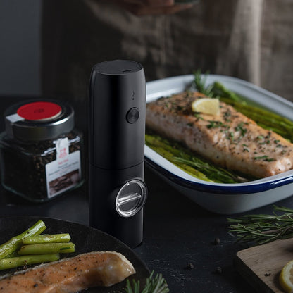Rechargeable Salt Pepper Grinder Set USB Charging Base Adjustable Automatic Electric Spices LED One Hand Mill Kitchen Tools