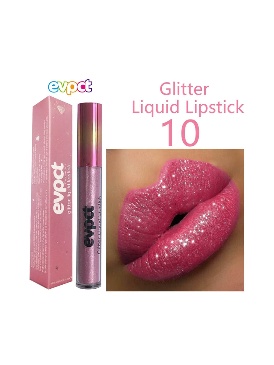 Waterproof Diamond Shimmer Glitter Lip Gloss 18 Colors Matte Glitter Liquid Lipstick Diamond Pearl Colour Lip Gloss Sexy Make Up