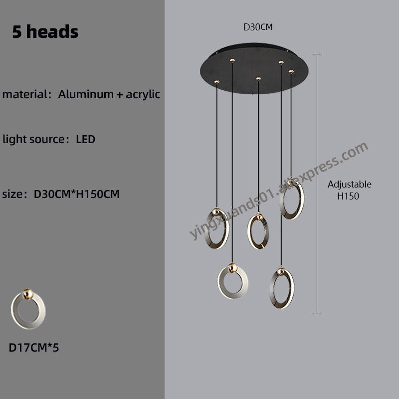 Pendant Staircase LED Attic Villa Living Room Ceiling Pendant Lights 2023 Designer Lamp Nordic Long Annular Staircase Chandelier