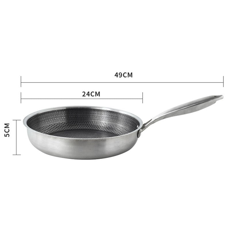 Non-Stick Stainless Steel Pan Cooking Sided Non-stick Non-coated Full Screen Omelet Steak Pancake Cookware Kitchen
