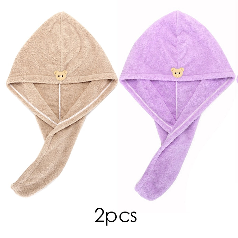 Quick-dry Hair Towel Women Hair Drying Hat Cap Hat Bath Hat Microfiber Solid Towel Cap Super Absorption Turban Hair Dry Cap