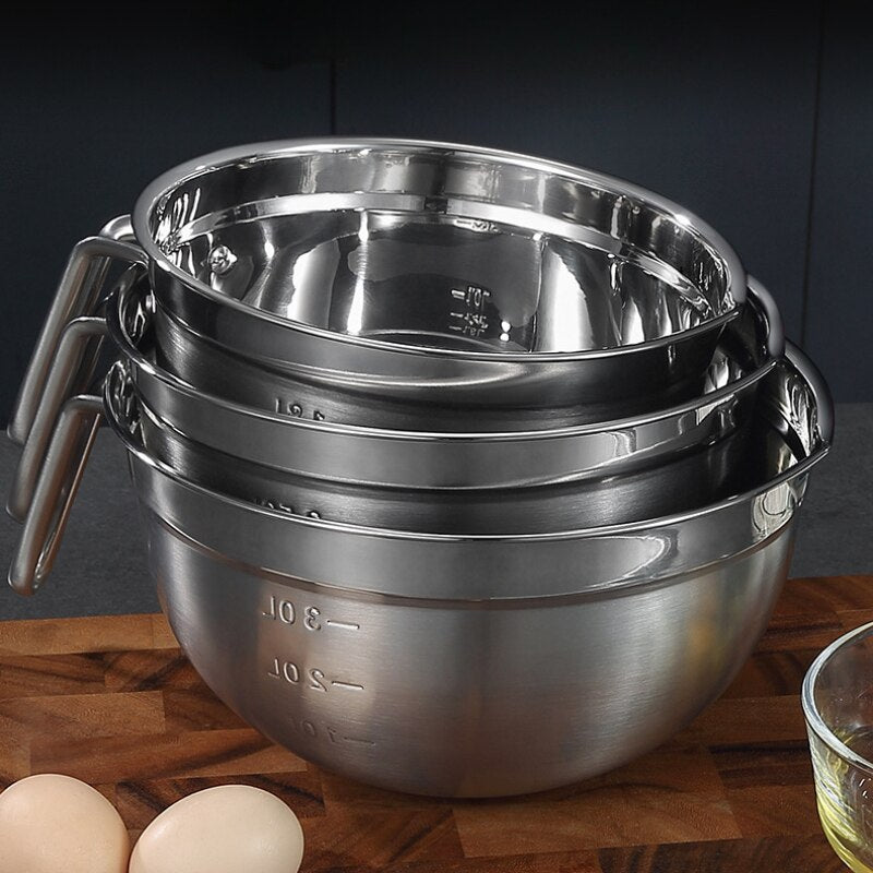 WePick Baking Stainless Steel Fruit Salad Bowls with Handle Metal Flour Egg Mixing Basin Kitchen Tableware Bowl Food Container