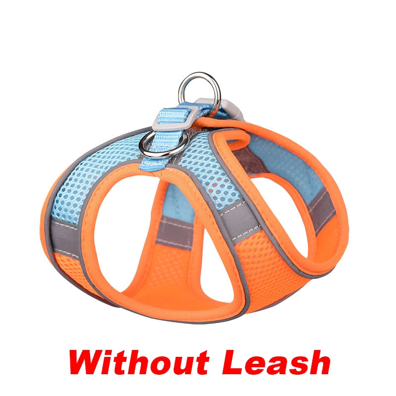 Reflective Pet Harness Dogs Strap With Leash Adjustable Nylon Harness Vest Breathable Collars For Chihuahua Small Large Dogs