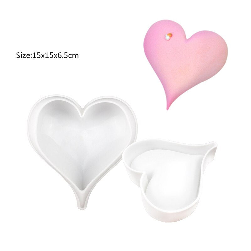Heart Shaped Silicone Mold Cake Mousse Baking Forms Tray Silicon Soap Candle Making Moulds Kitchen Bakeware Tool