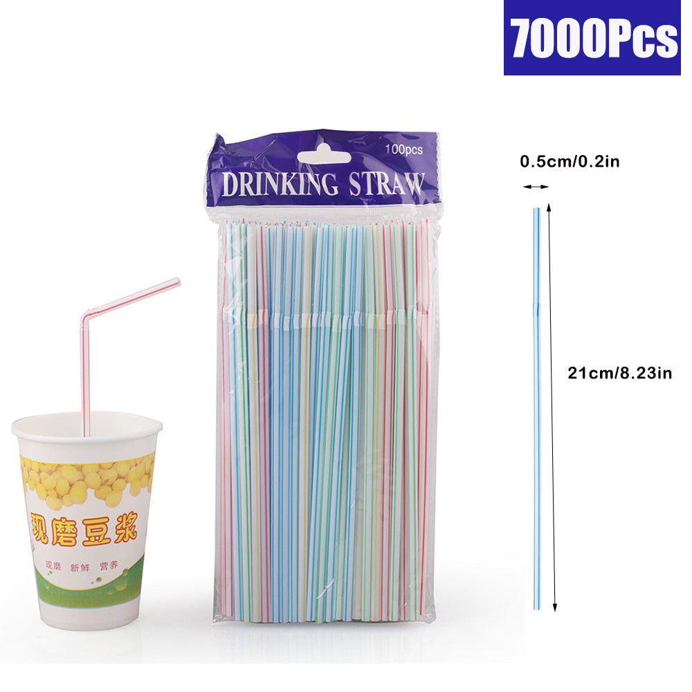 100/1000/10000Pcs Colorful&amp;Black Drinking Kunststof Straws plastique Beverage Straw Milk Tea Bar Party Wedding Kitchen Accessory