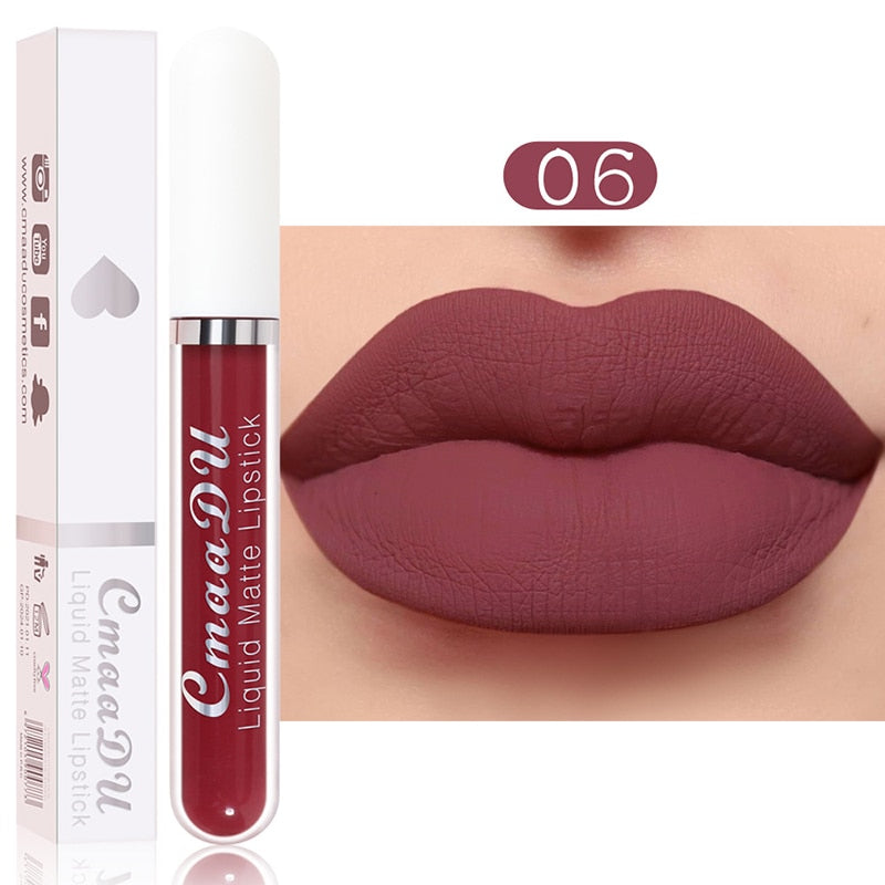 Sexy Long Lasting Velvet Matte Lip Gloss Liquid Lipstick Lip Makeup Women Beauty Red Nonstick Cup Waterproof Lip Gloss YZL2