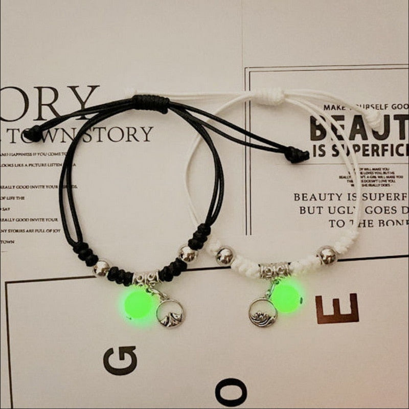 2023 Luminous Cat Star Moon Bracelet Couple Charm Handmade Adjustable Rope Matching Friend Bracelet Infinite Love Jewelry Gifts