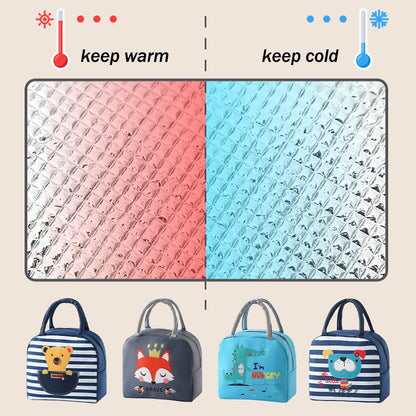 Cute Lunch Bag Cartoon Bento Box Bag Small Thermal Insulated Pouch For Kids Child School Snacks Lunch Box Container Tote Handbag