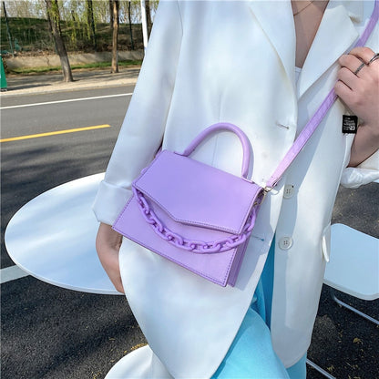 Women Bag New Chain Small Female Bag New Fashion Crossbody Shoulder Messenger Bag Handbag Purse Pure Candy Color Hand Bag