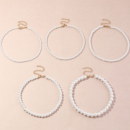 Vintage Style Simple 6MM Pearl Chain Choker Necklace For Women Wedding Love Shell Pendant Necklace Fashion Jewelry Wholesale