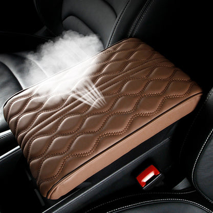 Wave Embroider PU Leather Car Armrest Mat Center Console Arm Rest Protection Cushion Auto Armrests Storage Box Cover Pad