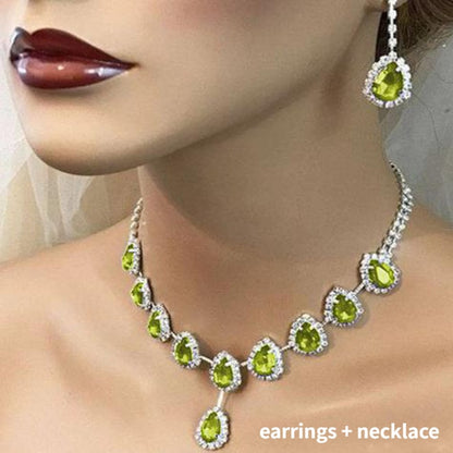 Bohemian Geometric Red Crystal Bridal Wedding Jewelry Sets For Women Statement Rhinestone Gold Color Clavicle Luxury Jewelry