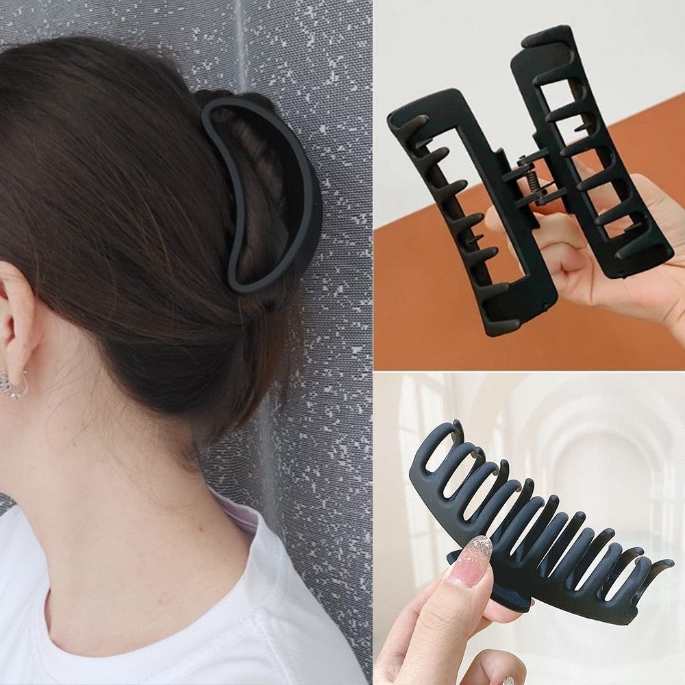 1PC Black Large Hair Claws Elegant Acrylic Hair Clip Hairpins Barrette Crab Claw Clips Headwear For Women Girls Hair Accessories
