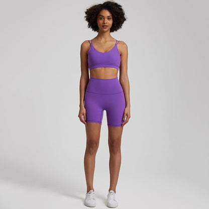 2 Pieces Seamless Yoga Set Summer Gym Set Women Workout Clothes Sports Suits High Waist Soft Shorts Fitness Bra Running Outfit