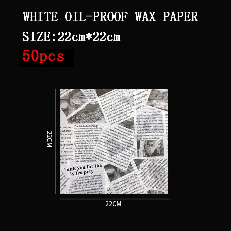 50/100pcs Oil Proof Wax Paper for Food Baking Barbecue Burger Fries Bread Baking Paper Plate Mat Baking supplies
