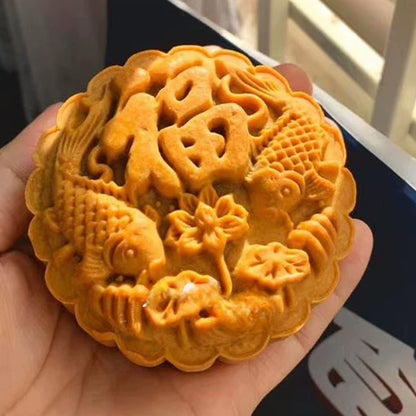 Mid-autumn Moon Cake Press Mold, Hand-pressed Cookie Dessert DIY with Stamp Flower,DIY Hand Press Cookie Cutter Mooncake Maker