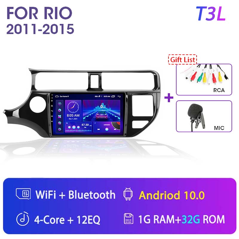 Android 11 2 Din for KIA RIO 2011-2015 Car Radio Multimedia Video Player GPS Navigation MP5 DVD Speakers Stereo Audio Carplay 9"