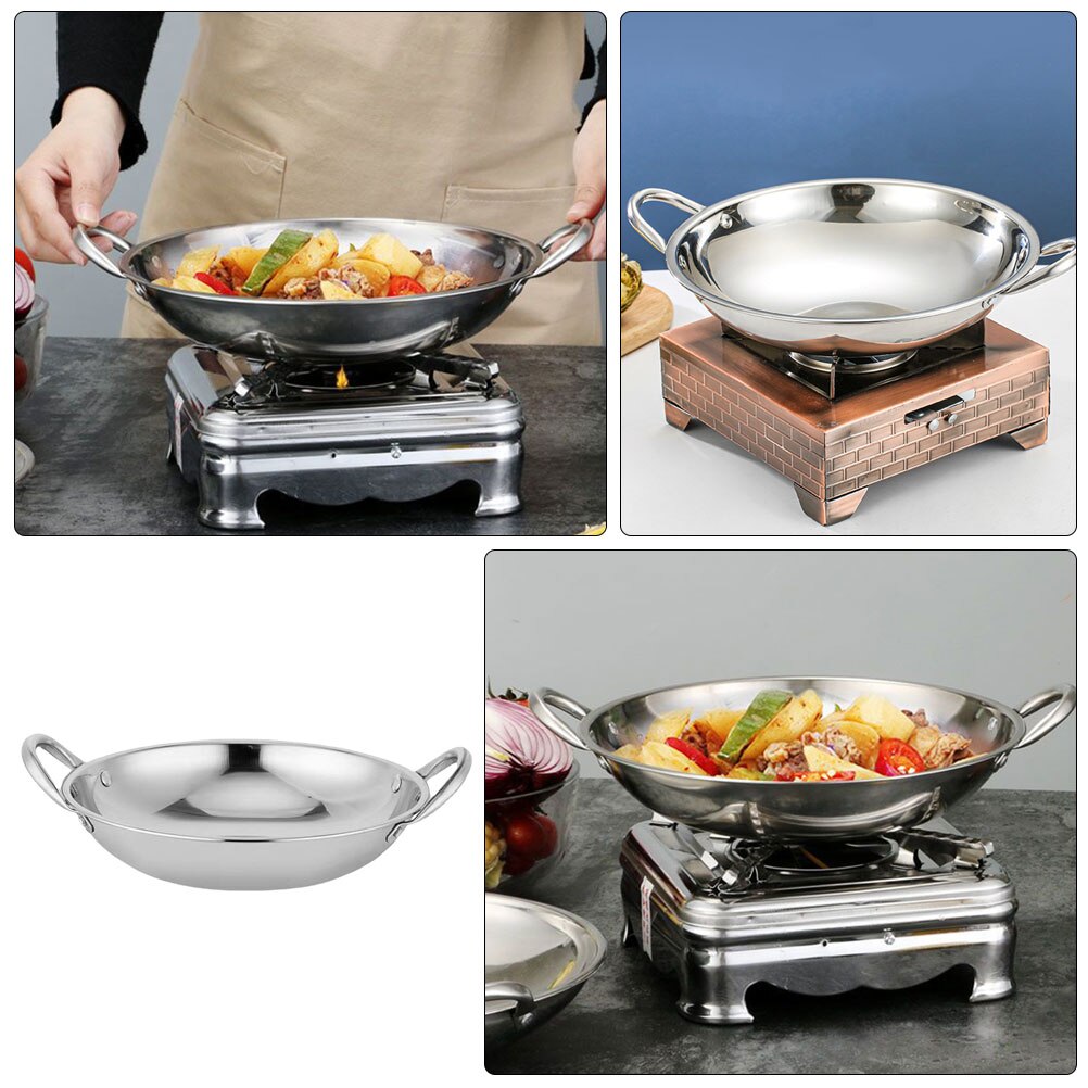 Wok For Stove Metal Kitchen Cooking Pot Stock With Handle Supply Tool Dry Household Pan Camping Cookware