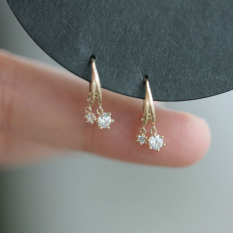 925 Silver Needle Simple Shiny Zircon Earrings Gold Plating Jewelry Crystal Stud Earrings Women