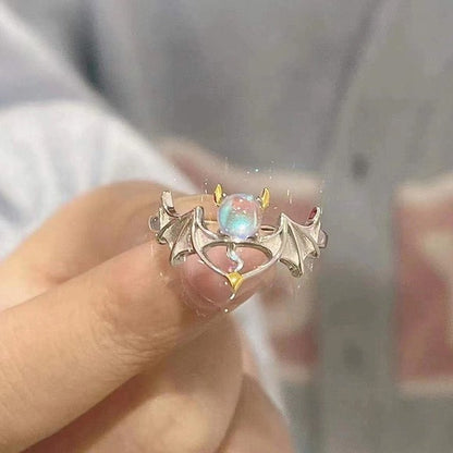 Kpop Retro Gothic Silver Color Heart Metal Ring For Women Girls Vintage Y2k Crystal Open Rings Punk Geometry Rings Party Jewelry