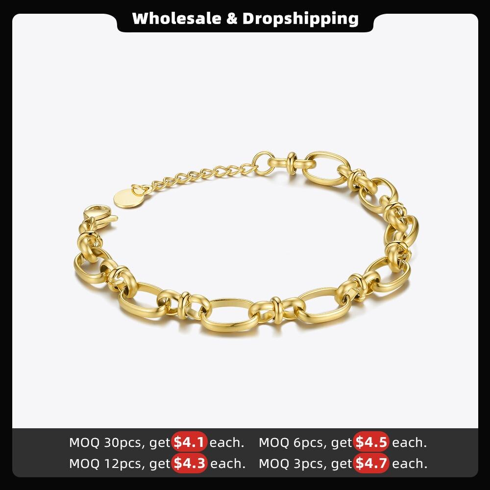 ENFASHION Bowknot Circles Chain Bracelets For Women Gold Color Bracelet Stainless Steel Fashion Jewelry Pulseras Mujer B202194